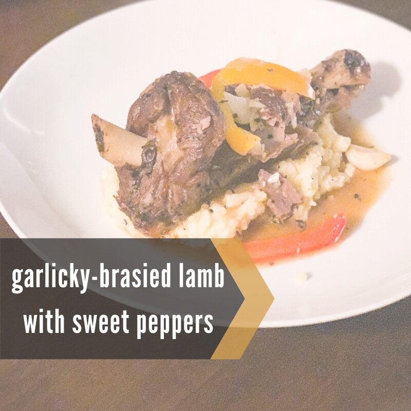 Garlicky Braised Lamb Shanks with Sweet Peppers (F&amp;W Cook-Through)